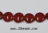 CAA156 15.5 inches 10mm flat round red agate gemstone beads