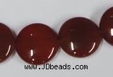 CAA159 15.5 inches 20mm flat round red agate gemstone beads