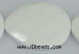 CAA16 15.5 inches 40*50mm faceted flat teardrop white agate beads