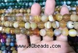 CAA1647 15.5 inches 10mm faceted round banded agate beads