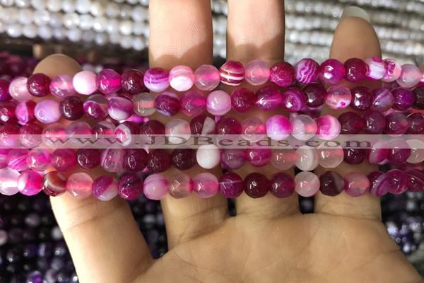 CAA1655 15.5 inches 6mm faceted round banded agate beads