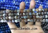 CAA1704 15 inches 8mm faceted round fire crackle agate beads