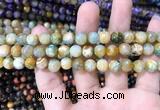 CAA1706 15 inches 8mm faceted round fire crackle agate beads