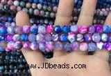 CAA1709 15 inches 8mm faceted round fire crackle agate beads