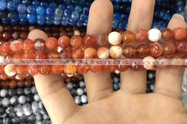 CAA1712 15 inches 8mm faceted round fire crackle agate beads