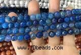 CAA1715 15 inches 8mm faceted round fire crackle agate beads