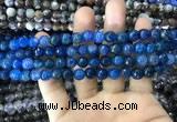 CAA1716 15 inches 8mm faceted round fire crackle agate beads