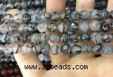 CAA1725 15 inches 10mm faceted round fire crackle agate beads