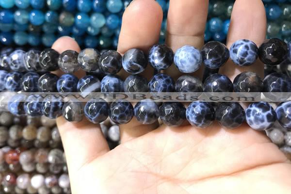 CAA1728 15 inches 10mm faceted round fire crackle agate beads