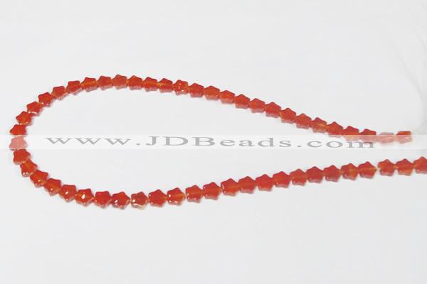 CAA174 15.5 inches 8*8mm star red agate gemstone beads