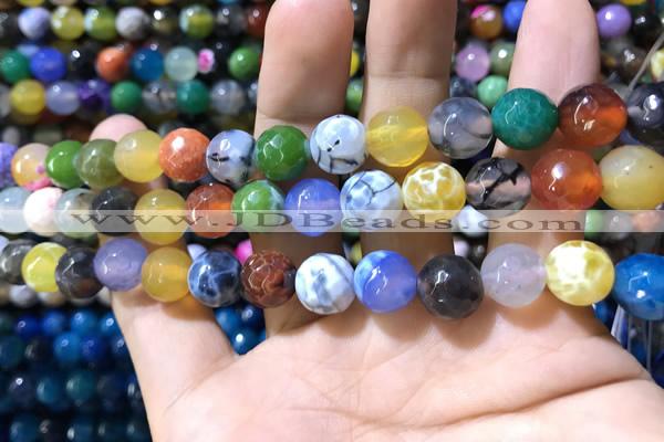 CAA1740 15 inches 10mm faceted round fire crackle agate beads