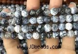 CAA1746 15 inches 12mm faceted round fire crackle agate beads