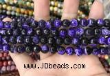 CAA1763 15 inches 8mm faceted round fire crackle agate beads