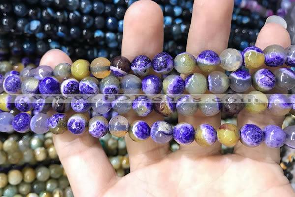 CAA1768 15 inches 8mm faceted round fire crackle agate beads