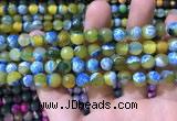 CAA1769 15 inches 8mm faceted round fire crackle agate beads