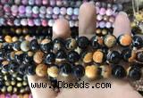 CAA1776 15 inches 10mm faceted round fire crackle agate beads