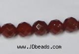 CAA201 15.5 inches 10mm faceted round red agate gemstone beads