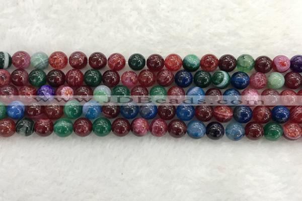 CAA2042 15.5 inches 8mm round banded agate gemstone beads