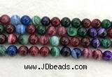 CAA2045 15.5 inches 14mm round banded agate gemstone beads