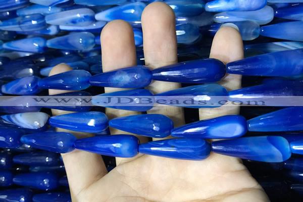 CAA2100 15.5 inches 10*30mm faceted teardrop agate beads