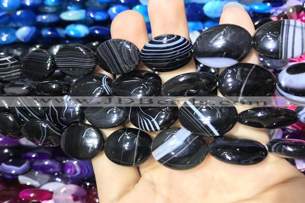 CAA2177 15.5 inches 15*20mm oval banded agate beads wholesale