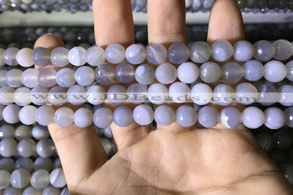 CAA2192 15.5 inches 8mm faceted round banded agate beads