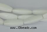 CAA22 15.5 inches 7*20mm faceted rice white agate gemstone beads