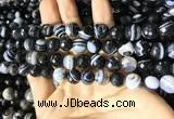 CAA2200 15.5 inches 10mm faceted round banded agate beads