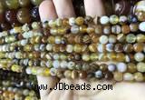 CAA2204 15.5 inches 4mm faceted round banded agate beads