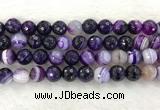 CAA2216 15.5 inches 14mm faceted round banded agate beads