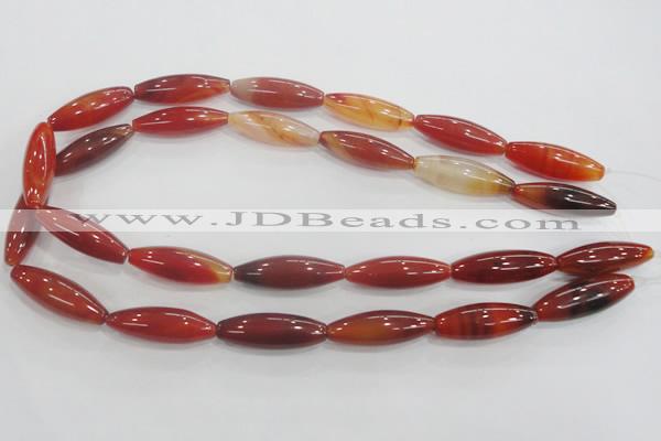 CAA222 15.5 inches 10*30mm rice red agate gemstone beads