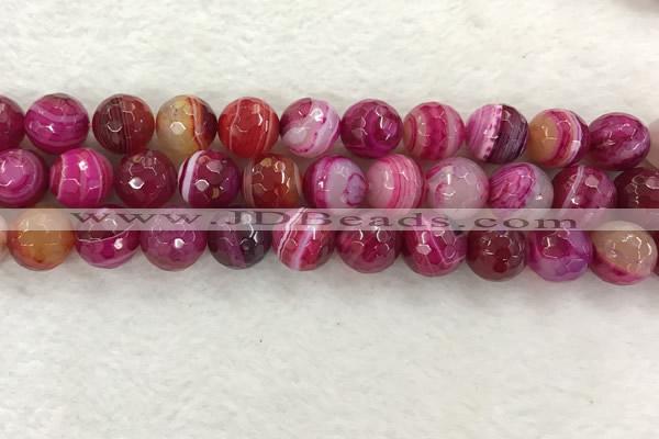 CAA2223 15.5 inches 14mm faceted round banded agate beads