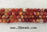 CAA2228 15.5 inches 10mm faceted round banded agate beads