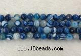 CAA2259 15.5 inches 10mm faceted round banded agate beads