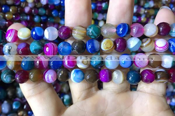 CAA2295 15.5 inches 10mm faceted round banded agate beads