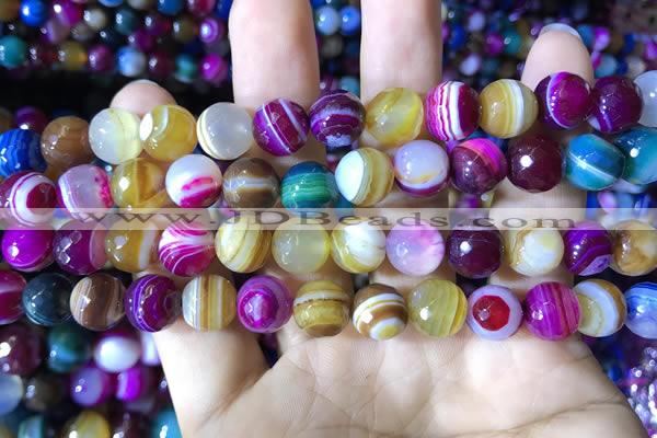 CAA2296 15.5 inches 12mm faceted round banded agate beads