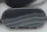 CAA240 15.5 inches 25*55mm rectangle grey line agate beads