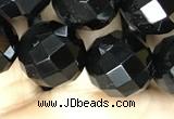 CAA2421 15.5 inches 16mm faceted round black agate beads wholesale