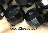 CAA2423 15.5 inches 20mm faceted round black agate beads wholesale