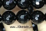 CAA2428 15.5 inches 10mm faceted round black agate beads wholesale