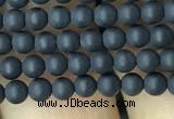 CAA2445 15.5 inches 2mm round matte black agate beads wholesale