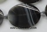 CAA245 15.5 inches 30*40mm twisted oval grey line agate beads