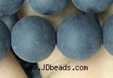 CAA2454 15.5 inches 18mm round matte black agate beads wholesale