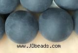 CAA2455 15.5 inches 20mm round matte black agate beads wholesale