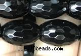 CAA2502 15.5 inches 10*14mm faceted rice black agate beads wholesale