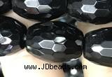 CAA2504 15.5 inches 13*18mm faceted rice black agate beads wholesale