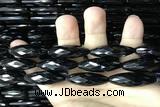 CAA2506 15.5 inches 10*30mm faceted rice black agate beads wholesale