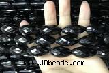 CAA2507 15.5 inches 15*30mm faceted rice black agate beads wholesale