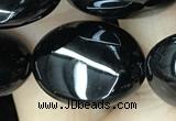 CAA2540 15.5 inches 13*18mm oval black agate beads wholesale