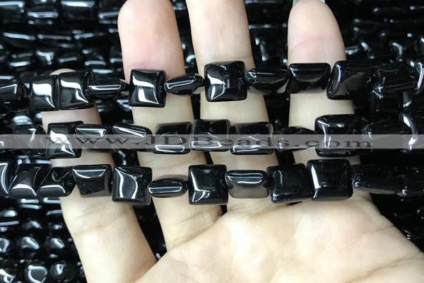 CAA2554 15.5 inches 8*8mm square black agate beads wholesale